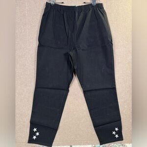 The Quacker Factory pull on embroidered star pants in Black size 2X
